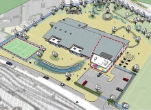 Aerial 3D view of proposed new primary school in Cheswick Village.