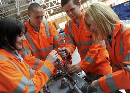 Network Rail apprentices training at HMS Sultan.