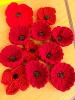 Remembrance poppies made by the St Mike's Yarn Bombers.