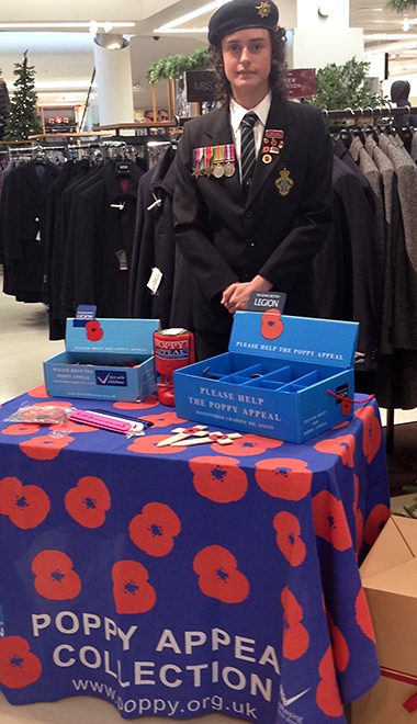 Photo of Billy Wilde collecting for the Stoke Gifford RBL at Cribbs Causeway.