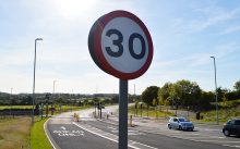 Photo of a 30mph sign on the Stoke Gifford By-Pass (September 2018).