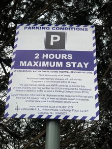 Photo of parking conditions signage (detail).