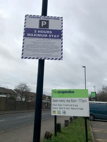 Photo of Parking conditions signage.