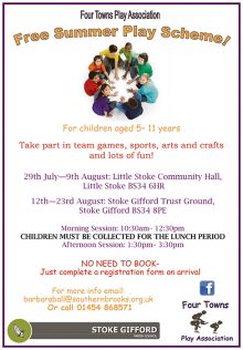 Poster giving details of the play scheme in Little Stoke and Stoke Gifford.