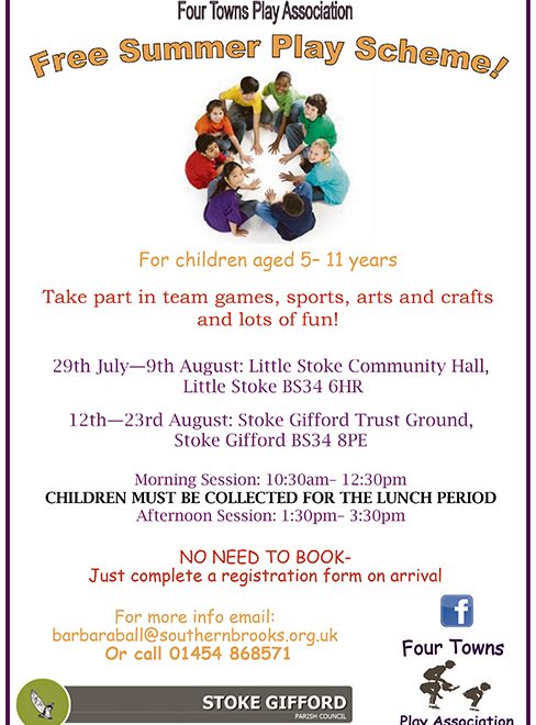 Poster giving details of the play scheme in Little Stoke and Stoke Gifford.