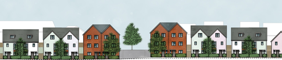 Artist's impression of frontages along the by-pass.