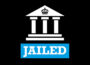 Graphic showing a stylised court building with the word 'Jailed' beneath.