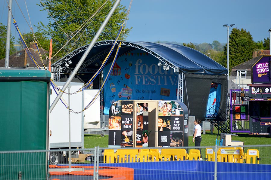 Photo of a stage at a festival.
